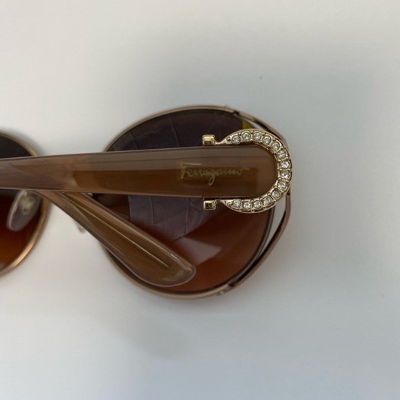Salvatore Ferragamo oval sunglasses with rhinestones. main image 4
